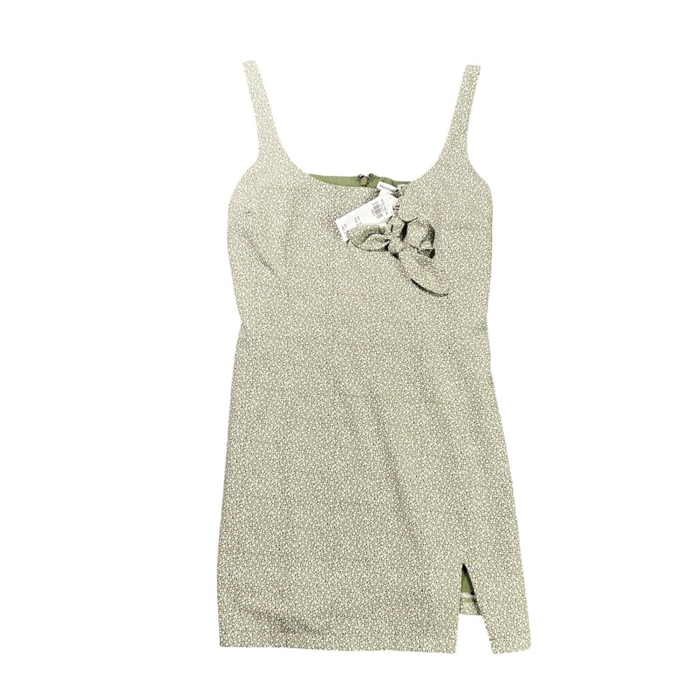 NWT‎ Abercrombie & Fitch Women's Large Petite Green Floral Ditsy Mini Dress Slit